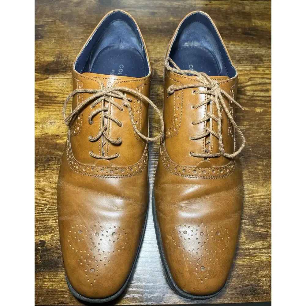 Cole Haan Mens Grand OS Brown Oxford Wingtip Brogue Dress Shoes C20240 Size 11 M